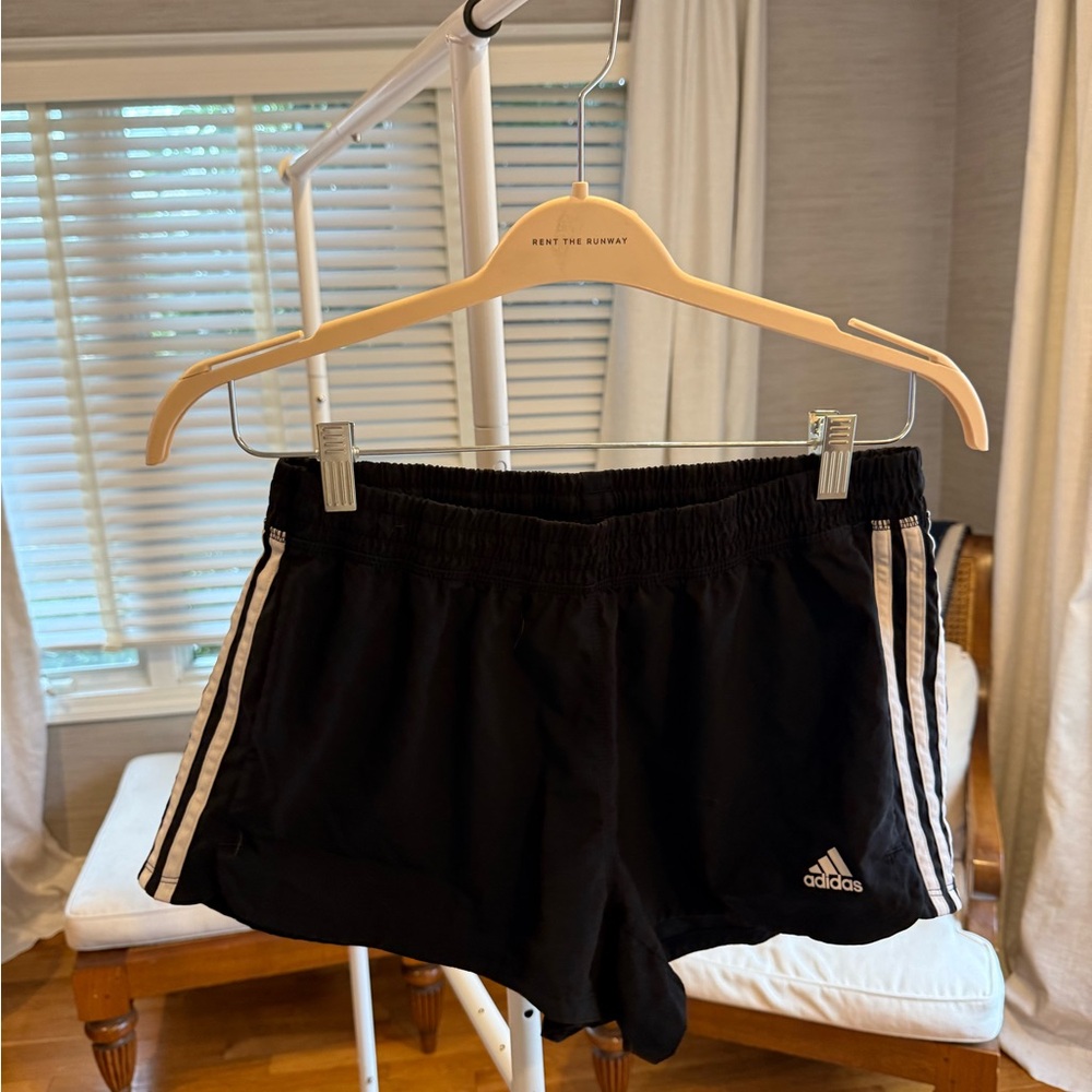 Adidas Women's Black Athletic Shorts with White Stripes